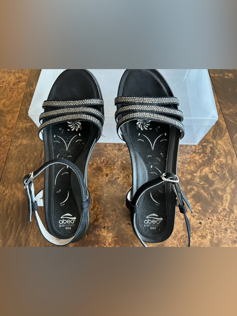 Abeo Faith Black Strappy Sandals - Size 8